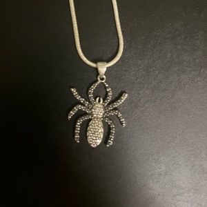 Silver spider pendant with thick rounded silver chain